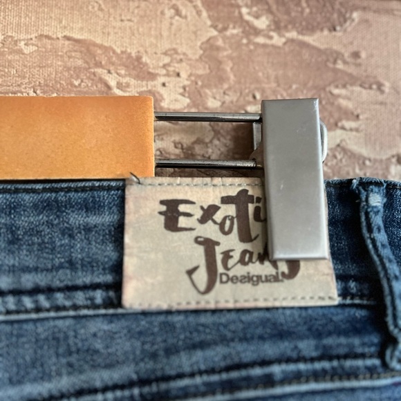 Desigual Exotic Jeans Blue Flower embroidered Y2K Jeans - Picture 13 of 14